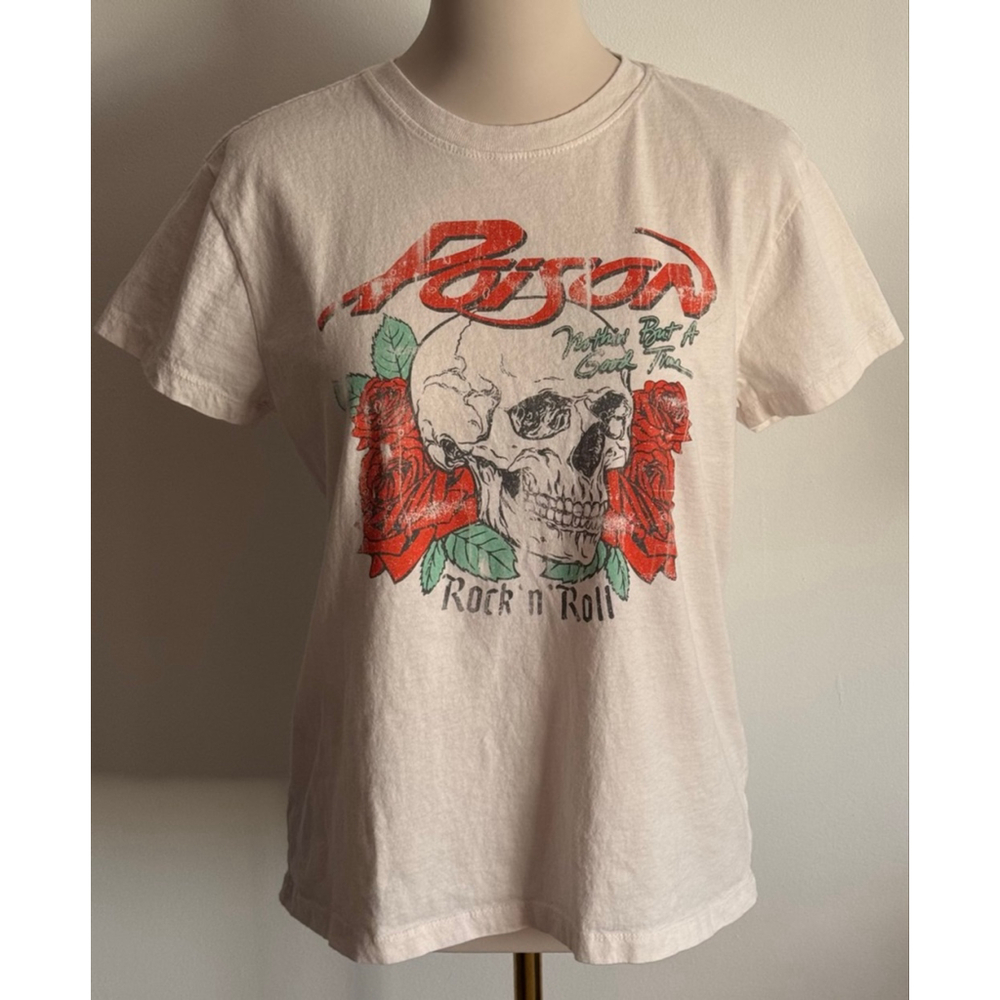Women's Poison Skull Graphic Short Sleeve Tee M White Red
